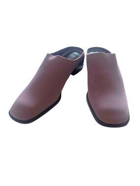 Donald J Pliner Mauve Silk Mule Clogs Womens 7 NIB Made in Spain Designer Shoes